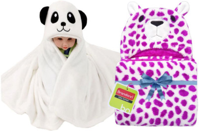 

BRANDONN Animal  Hooded Baby Blanket(Fur, Purple, White