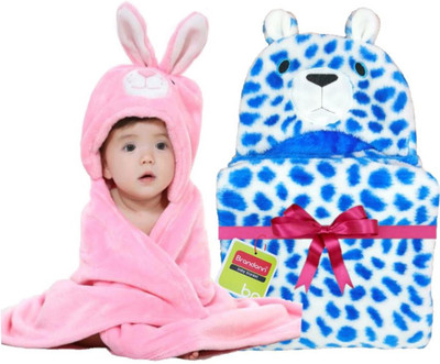

BRANDONN Animal  Hooded Baby Blanket(Fur, Blue, Pink