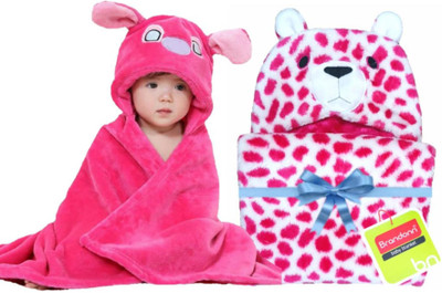 

BRANDONN Animal  Hooded Baby Blanket(Fur, HOTPINK