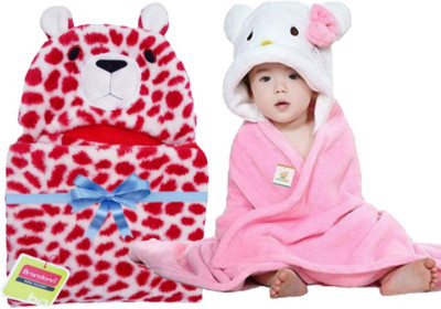 

BRANDONN Animal  Hooded Baby Blanket(Fur, Red, Pink, Pink;red