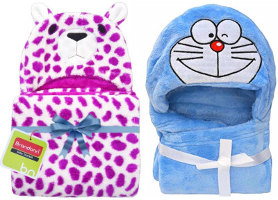 BRANDONN Animal  Hooded Baby Blanket(Fur, Purple, Blue, Blue;purple
