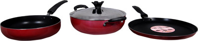 

Macclite Non Stick Celebration set of 4 pc , Flat Pan 0 cm diameter(Aluminium, Non-stick), Red