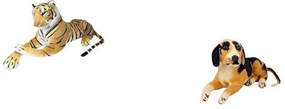 mega star combo brown tiger and black dog 32cm - 10 cm(Multicolor)