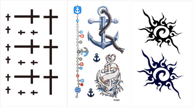 

Savii Combo Of 3 Temporary Tattoos(Combo Of 3 - Cross Anchor Design)