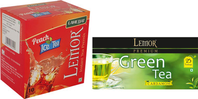 

Lemor Pack of Peach 1 Ice Tea (10 sachet) & 1 Pack of 25 Cardamom Tea Bags Box(35 Bags)
