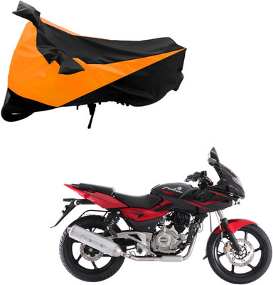 Purpleheart Two Wheeler Cover for Bajaj(Pulsar 220 DTS-i, Black, Orange)