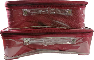 

Addyz 2 Pieces Kit Set Make up Toiletry Cosmetic Storage Jewelry Vanity Box(Maroon)
