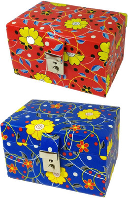 

Addyz Pack of 2 Mine Locker Case Organizer Model Number Jewellery Floral Vanity Box(Red, Blue)
