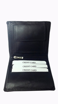 

SHMPA Men Black Genuine Leather Wallet(3 Card Slots), Shmpa19810803_pure black