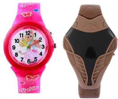 View COSMIC brown cobra digital led boys watch with Barbie Pink Kids 14 Multi Color children Watch  - For Boys & Girls Wrist Watches Price Online(COSMIC)