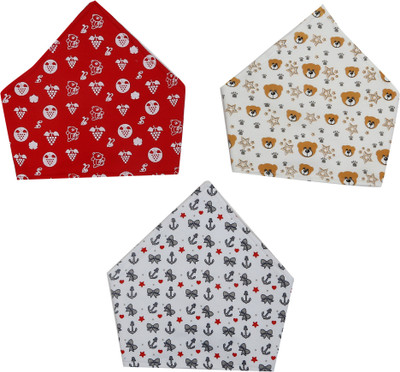 KABOOS Red And White Designer Bandana Bibs Combo- Set of 3(Red and White)