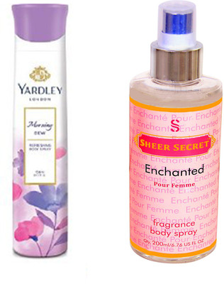 

YARDLEY MORNING DEW 150 ML with SHEER SECRET ENCHANTED WOMEN 200 ML(Set of 2)