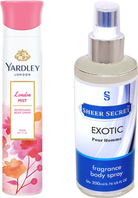 

YARDLEY LONDON MIST 150 ML with SHEER SECRET EXOTIC MEN 200 ML(Set of 2)