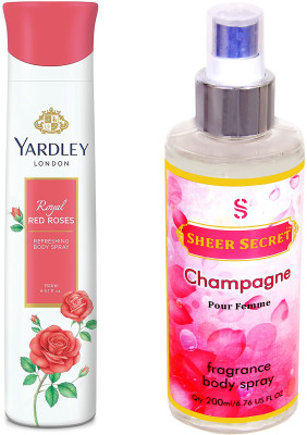 

YARDLEY RED ROSES 150 ML with SHEER SECRET CHAMPAGNE WOMEN 200 ML(Set of 2)