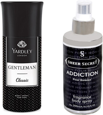 YARDLEY CLASSIC 150 ML with SHEER SECRET ADDICTION MEN 200 ML(Set of 2)