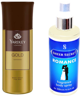 

YARDLEY GOLD 150 ML with SHEER SECRET ROMANCE 200 ML(Set of 2)