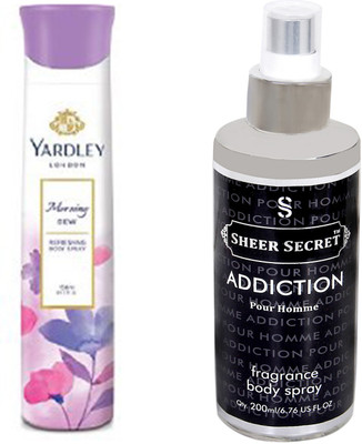 YARDLEY MORNING DEW 150 ML with SHEER SECRET ADDICTION MEN 200 ML(Set of 2)