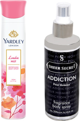 

YARDLEY LONDON MIST 150 ML with SHEER SECRET ADDICTION MEN 200 ML(Set of 2)