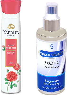 

YARDLEY RED ROSES 150 ML with SHEER SECRET EXOTIC MEN 200 ML(Set of 2)