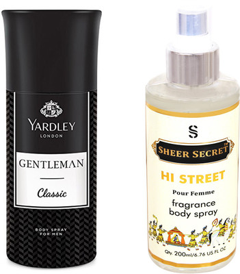

YARDLEY CLASSIC 150 ML with SHEER SECRET HI STREET WOMEN 200 ML(Set of 2)