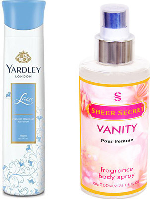 

YARDLEY LACE 150 ML with SHEER SECRET VANITY WOMEN 200 ML(Set of 2)