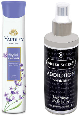 

YARDLEY ENGLISH LAVENDER 150 ML with SHEER SECRET ADDICTION MEN 200 ML(Set of 2)