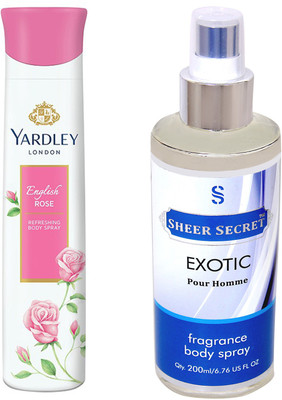 

YARDLEY ENGLISH ROSE 150 ML with SHEER SECRET EXOTIC MEN 200 ML(Set of 2)