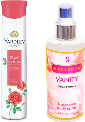 

YARDLEY RED ROSES 150 ML with SHEER SECRET VANITY WOMEN 200 ML(Set of 2)