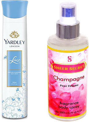 

YARDLEY LACE 150 ML with SHEER SECRET CHAMPAGNE WOMEN 200 ML(Set of 2)
