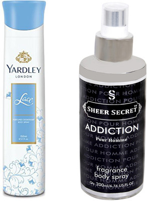 

YARDLEY LACE 150 ML with SHEER SECRET ADDICTION MEN 200 ML(Set of 2)