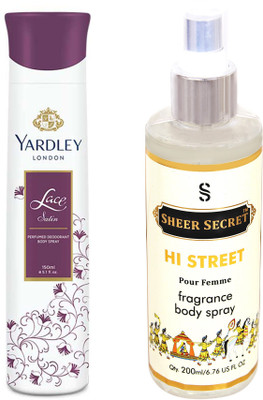 

YARDLEY LACE SATIN 150 ML with SHEER SECRET HI STREET WOMEN 200 ML(Set of 2)