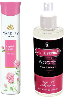 

YARDLEY ENGLISH ROSE 150 ML with SHEER SECRET WOODY MEN 200 ML(Set of 2)