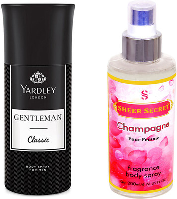 

YARDLEY CLASSIC 150 ML with SHEER SECRET CHAMPAGNE WOMEN 200 ML(Set of 2)