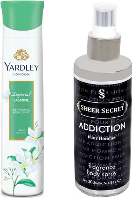 

YARDLEY JASMINE 150 ML with SHEER SECRET ADDICTION MEN 200 ML(Set of 2)