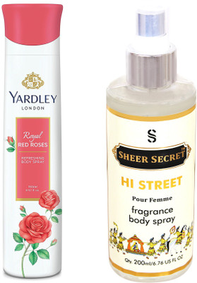 

YARDLEY RED ROSES 150 ML with SHEER SECRET HI STREET WOMEN 200 ML(Set of 2)