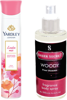 

YARDLEY LONDON MIST 150 ML with SHEER SECRET WOODY MEN 200 ML(Set of 2)