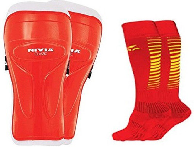

Nivia Combo of Two, one Pair of 'Classic' Shin Guard and one Pair of 'Encounter' Socks- (Color On Availability) Football Shin Guard(Multicolor