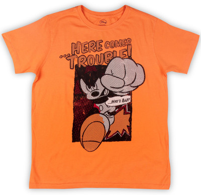

Flying Machine Boys Graphic Print Cotton T Shirt(Orange, Pack of 1, Me. orange