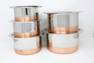 

Premium Stainless Steel Heavy Guage Tope-Copper Bottom Pot 5 L with Lid(Stainless Steel, Induction Bottom)