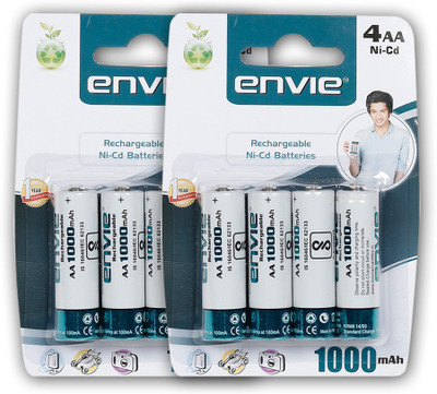 

Envie 8 Nos of AA 1000 mAh Rechargeable Ni-Cd Battery