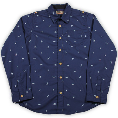 

Flying Machine Boys Printed Casual Blue Shirt, Dk. blue