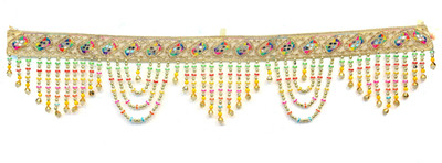 

Swadesi Stuff Handmade Door Hanging Bandhanwar Toran(Multicolor Crystle, Golden Beads, Embroidered Patti)