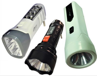 

Tuscan Multipurpose Rechargeable LED Torch Set of 3Pcs Torch(Multicolor : Rechargeable)