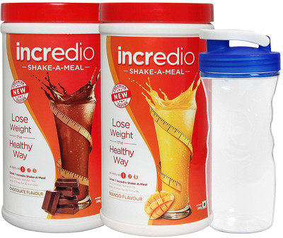 

Incredio Shake-A-Meal Meal Replacement Shake for Weight Management (Mango (500 g) & Chocolate (500 gm) Combo) + free shaker(0.5)