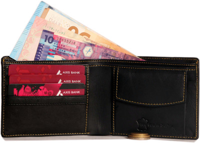 

WILDMOUNT Men Black Genuine Leather Wallet(3 Card Slots)