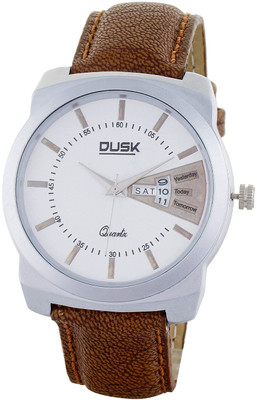 

DUSK 02 Brown DD Date and Day Display Watch - For Men