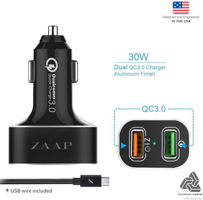 

Zaap 3 Amp Turbo Car Charger(Black)