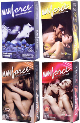 Manforce Condoms Multi Flavoured Combo Condom(Set of 4, 40S)