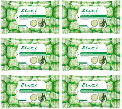 

Zuci Cucumber & Mint Wet Wipes Pack of 6(Pack of 15)