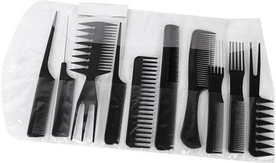 SHAFIRE Salon Hair Styling Comb Set, Black (Set of 10)